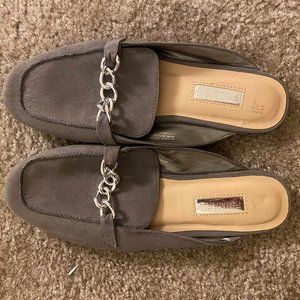 Gray Open Back Loafers